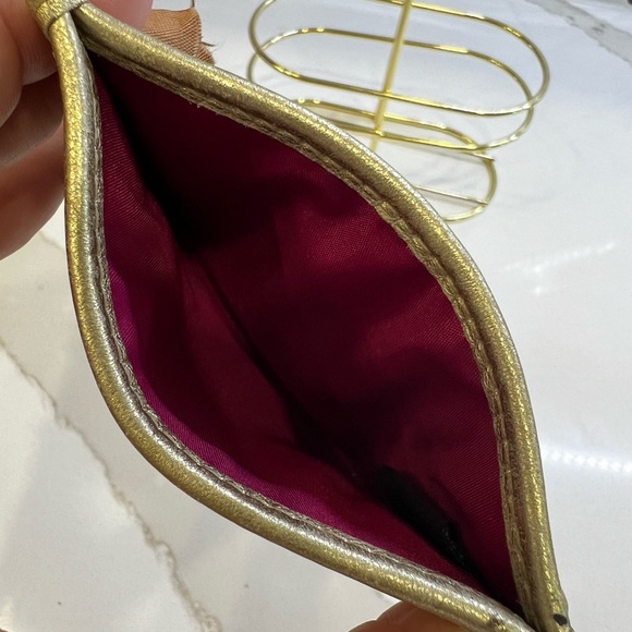 Coach gold slim credit card holder in signature canvas - Picture 3 of 5